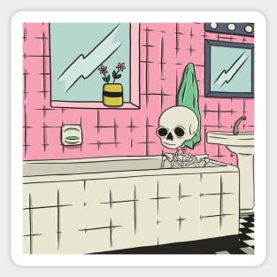 Skeleton In The Tub Sticker